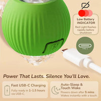Interactive Cat Toy Automatic Moving Ball, Indoor Cats, Rechargeable, Green