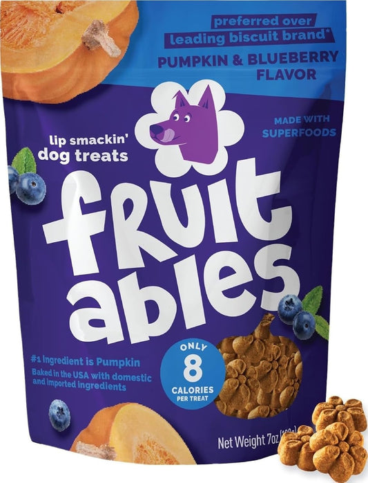 Baked Dog Treats, Low Calorie Treats, Pumpkin & Blueberry, 7Oz