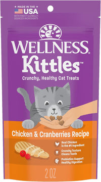 Kittles Crunchy Cat Treats, All Lifestages, Kitten to Senior, Natural, Grain Free, Chicken and Cranberry Flavor, 2 Oz Bag