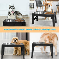 Elevated Dog Bowls with 2 Stainless Steel Dog Food Bowls,
