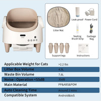 Self Cleaning Cat Litter Box, Open-Top Automatic Cat Litter Box with APP Control Upgraded Safety Protection, 360° Safety Sensors