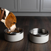 Slow Feeder Dog Bowls, Cream, Set of 2, 60Oz/7.5 Cups