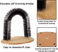 Cat Self-Groomer - Bristle Ring Brush Cat Arch with Carpeted Base, Back Scratcher and Massager for Controlling Shedding and Claws by  (Black)