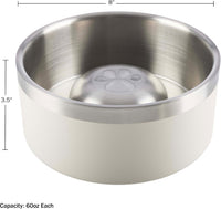Slow Feeder Dog Bowls, Cream, Set of 2, 60Oz/7.5 Cups