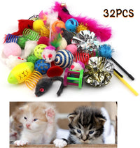32 Packs Cat Toys Variety Pack for Cat, Cat Balls with Bells