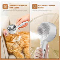 Cat Steam Brush for Indoor Cats, Spray Cat Deshedding Brush for Grooming