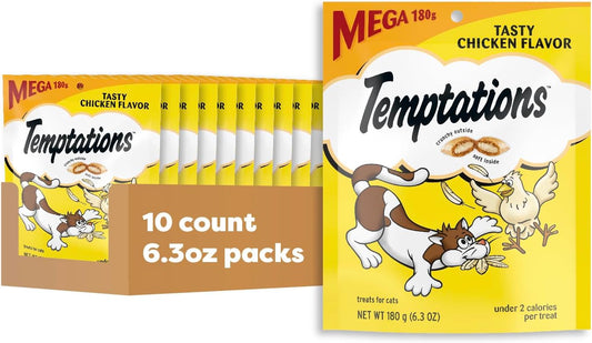 Classic Crunchy and Soft Cat Treats, Tasty Chicken, 6.3Oz, 10Pk