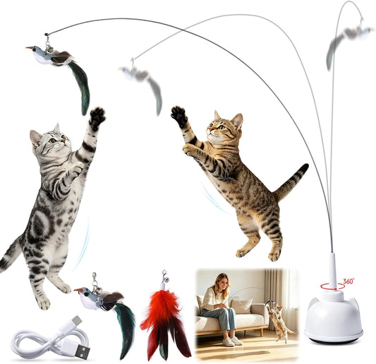 Interactive Cat Toys for Indoor Cats Toy Wand 360°Automatic Moving Cat Toys