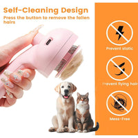 Cat Steam Brush with Release Button, 3-In-1 Steam Grooming Brush for Shedding