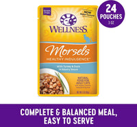 Healthy Indulgence Morsels Adult Wet Cat Food, Natural, Protein Rich, Grain Free, Turkey and Duck Recipe, 3 Oz, Pack of 24 Pouches