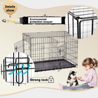 New Cat Dog Cage Pet Kennel Folding Crate Wire Metal Cage W/Divider (48")