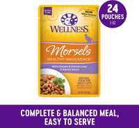 Healthy Indulgence Morsels Adult Wet Cat Food, Natural, Protein Rich, Grain Free, Chicken Recipe, 3 Oz, Pack of 24 Pouches