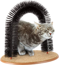 Cat Self-Groomer - Bristle Ring Brush Cat Arch with Carpeted Base, Back Scratcher and Massager for Controlling Shedding and Claws by  (Black)