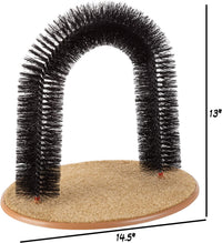 Cat Self-Groomer - Bristle Ring Brush Cat Arch with Carpeted Base, Back Scratcher and Massager for Controlling Shedding and Claws by  (Black)