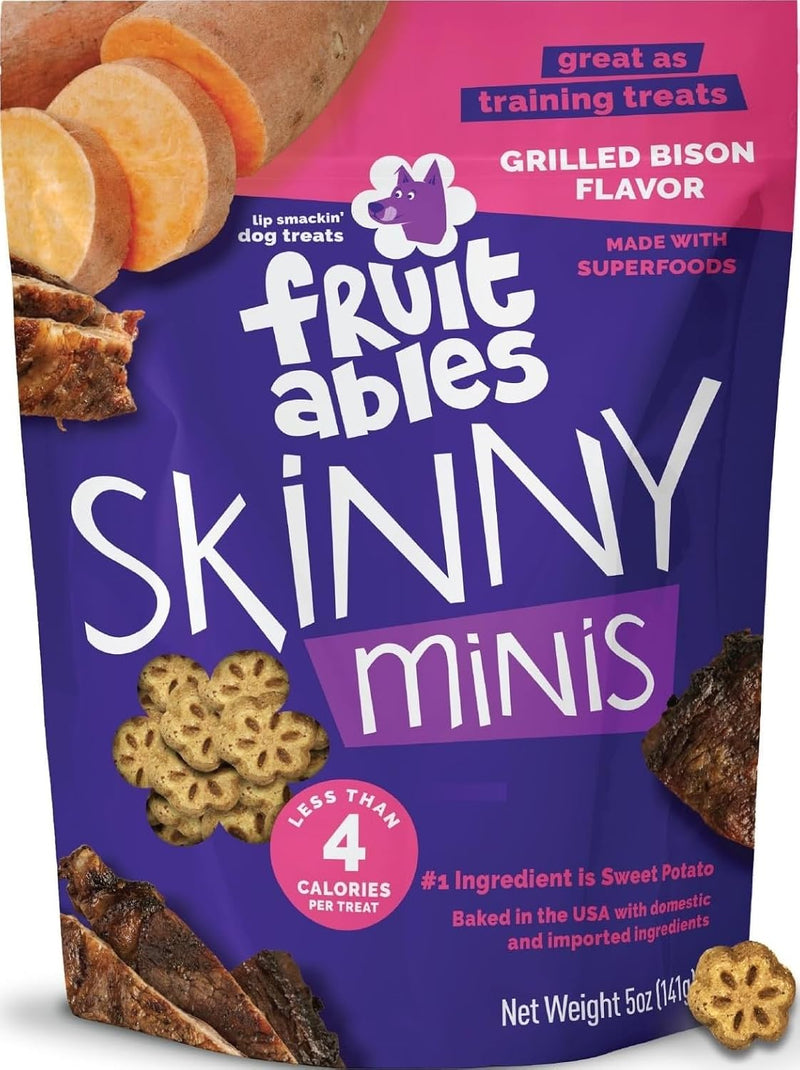Skinny Mini Dog Treats, Training Treats, Grilled Bison, 5Oz