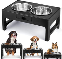 Elevated Dog Bowls, Stainless Steel Raised Dog Deep Bowl with Adjustable Stand