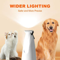 Pet Hair Trimmer,Saffory Dog Paw Trimmer with LED Light,Low Noise USB Rechargeable,Waterproof
