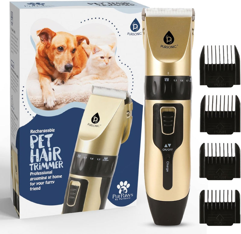 Rechargeable Dog Clippers for Grooming – Professional Pet Clippers for Dogs & Cats, Adjustable Blades