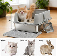 Stainless Steel Litter Box with Lid,Kitten Litter Box for Small Cats