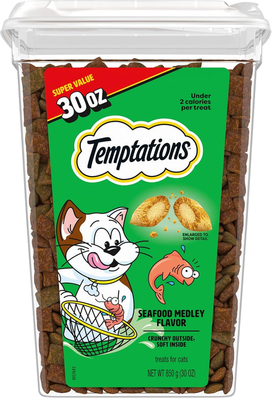 Classic Crunchy and Soft Cat Treats, Seafood Medley, 30 Oz
