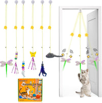 Cat Toy Hianging 6 Pcs Indoor Door Interactive Feather for Hunting