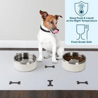Slow Feeder Dog Bowls, Cream, Set of 2, 60Oz/7.5 Cups