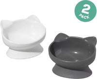 Elevated Cat Bowls (Set of 2), Whisker-Friendly Raised Cat Food & Water Dishes