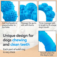 Indestructible Dog Chew Ring Toys for Aggressive Chewers (blue)