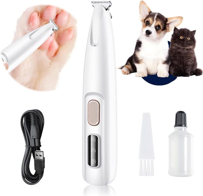 Pet Hair Trimmer,Saffory Dog Paw Trimmer with LED Light,Low Noise USB Rechargeable,Waterproof