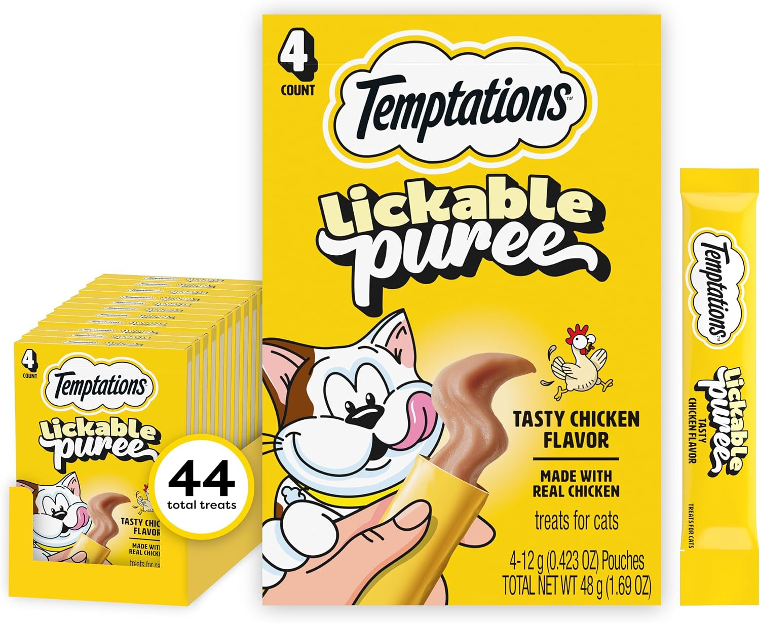 Creamy Puree Lickable Cat Treats, Chicken, 4 Count, 11 Pack