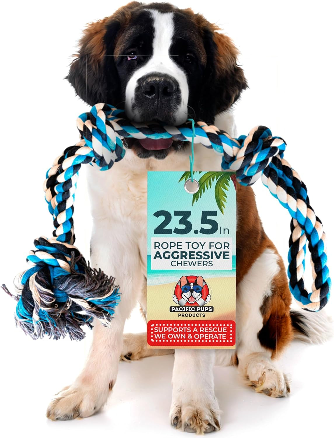 Large Dog Rope Toy, 23.5 Inch, Blue