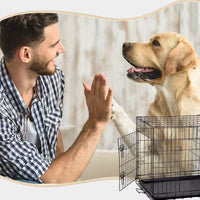 New Cat Dog Cage Pet Kennel Folding Crate Wire Metal Cage W/Divider (48")