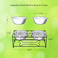 Set of 2 Stainless Steel Dog Bowls - 40Oz Pet Bowls