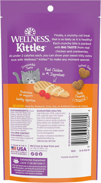 Kittles Crunchy Cat Treats, All Lifestages, Kitten to Senior, Natural, Grain Free, Chicken and Cranberry Flavor, 2 Oz Bag