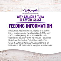 Healthy Indulgence Morsels Adult Wet Cat Food, Natural, Protein Rich, Grain Free, Salmon and Tuna Recipe, 3 Oz, Pack of 24 Pouches