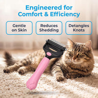 Deshedding Dog Brush，3-In-1 Undercoat Rake for Dogs (Blue)