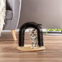 Cat Self-Groomer - Bristle Ring Brush Cat Arch with Carpeted Base, Back Scratcher and Massager for Controlling Shedding and Claws by  (Black)