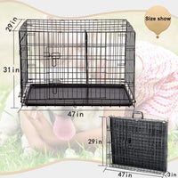 New Cat Dog Cage Pet Kennel Folding Crate Wire Metal Cage W/Divider (48")