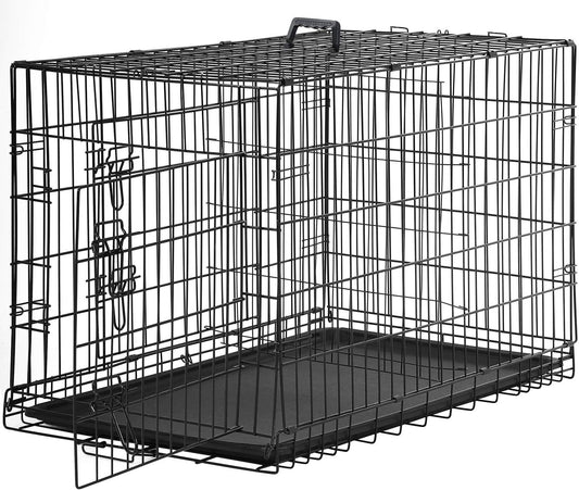 New Cat Dog Cage Pet Kennel Folding Crate Wire Metal Cage W/Divider (48")