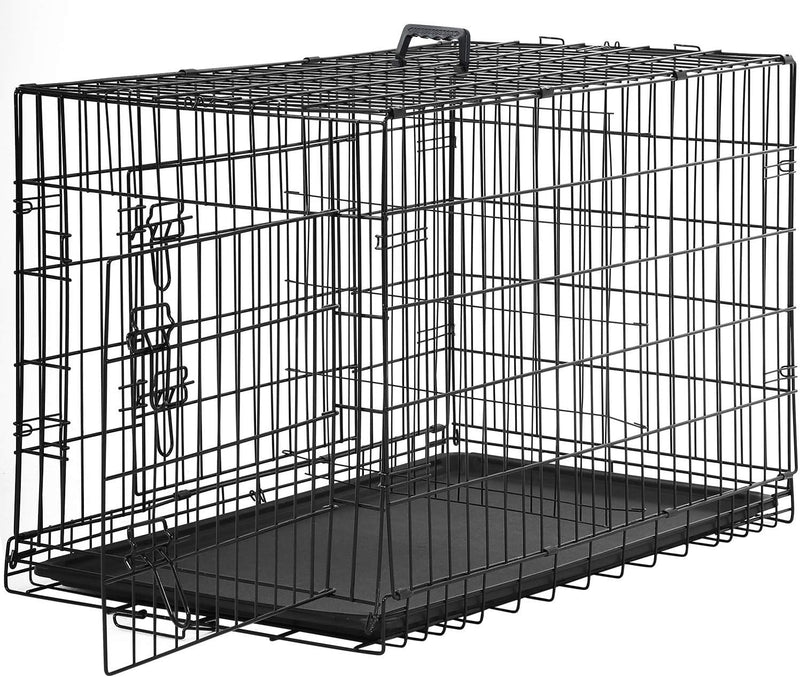New Cat Dog Cage Pet Kennel Folding Crate Wire Metal Cage W/Divider (48")