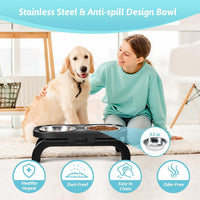 Elevated Dog Bowls, Heighth Adjustable Raised Dog Stands