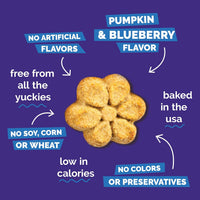 Baked Dog Treats, Low Calorie Treats, Pumpkin & Blueberry, 7Oz