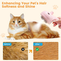 Cat Steam Brush with Release Button, 3-In-1 Steam Grooming Brush for Shedding