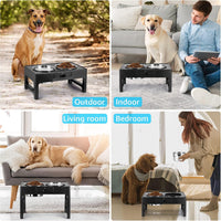 Elevated Dog Bowls, Stainless Steel Raised Dog Deep Bowl with Adjustable Stand