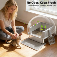 Stainless Steel Litter Box with Lid,Kitten Litter Box for Small Cats