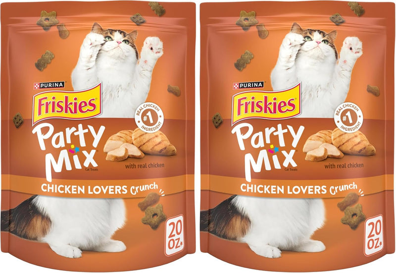 Purina Cat Treats, Party Mix Chicken Lovers Crunch - 20 Oz. Pouch (Pack of 2)