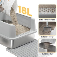 Stainless Steel Litter Box with Lid,Kitten Litter Box for Small Cats