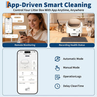 Self Cleaning Cat Litter Box, Open-Top Automatic Cat Litter Box with APP Control Upgraded Safety Protection, 360° Safety Sensors